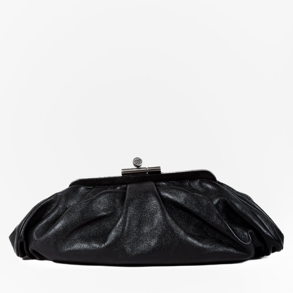 Chanel 07A Black Leather Clutch Bag